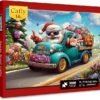 Christmas Jigsaw Puzzle, 1000 Pieces, Santa Claus with Floral Truck Delivering Gifts, Adult and Family Holiday Game (Santa Send Gifts)
