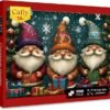 Christmas Jigsaw Puzzle, 1000 Pieces, Three Gnomes Standing Amidst a Festive Scene, Adult and Family Game (Elven Christmas Dwarfs)