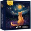 Jigsaw Puzzles for Adults 1024 Pieces - Challenging Fun Puzzles Stunning Art Wall Decor, Gift for Adult Puzzle Lovers, Family Game, Moonlit Cat
