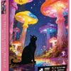 Family Jigsaw Puzzles for Adults 1000 Pieces, Challenging Fun Puzzles Stunning Art Wall Decor, Gift for Adult Puzzle Lovers, Poster Included, The Mushroom and The Black Cat